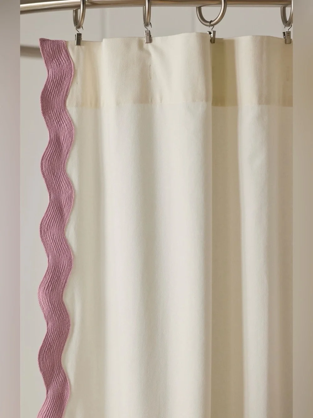 Maeve by Anthropologie Embroidered Scalloped Cotton Shower Curtain, Orchid